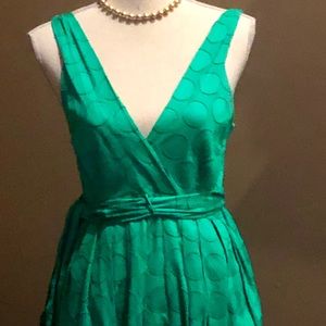 Eliza J green plunge neck cross over dress